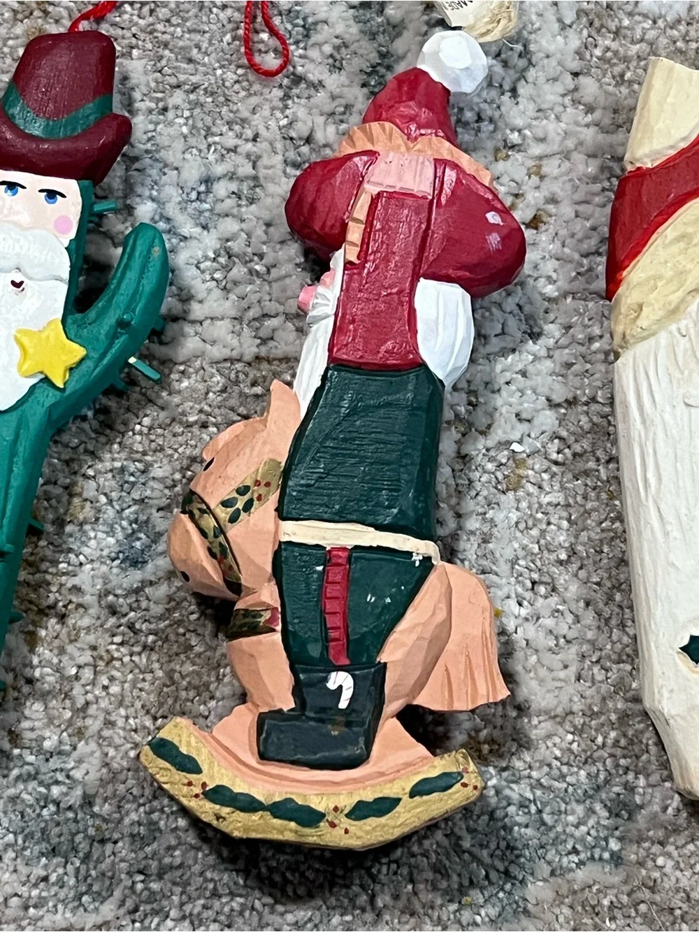 Santa claus wooden hand-painted ornaments cowboy country set of 3 z99